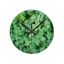 Green White Shamrocks Wall Clock wall clocks