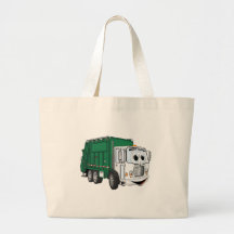 Green White Smiling Garbage Truck Cartoon