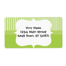Green White Stripes and Polka Dots with a Ribbon Custom Shipping Labels