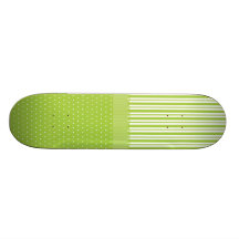 Green White Stripes and Polka Dots with a Ribbon Skateboard
