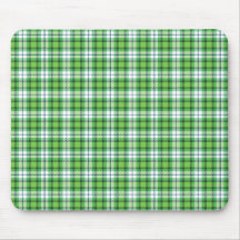 Green white tartan plaid mousepad