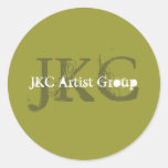 Green White Three Initial Business Product Label Round Sticker