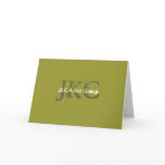 Green White Three Monogram Business Logo Notecards