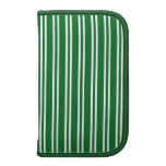 Green White Vertical Stripe Folio Organizers