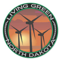 Green Wind North Dakota Round Stickers