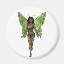 Green Wing Lady Faerie 2 - 3D Fairy - Refrigerator Magnet