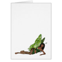 Green Wing Lady Faerie 4 - 3D Fairy - Card