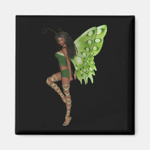 Green Wing Lady Faerie 7 - 3D Fairy - Fridge Magnet