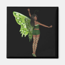 Green Wing Lady Faerie 8 - 3D Fairy - Magnets