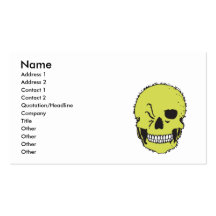 green winking skull business cards