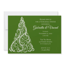 Green Winter Wedding Rehearsal Dinner Invitation