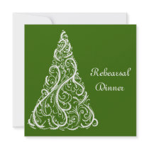Green Winter Wedding Rehearsal Dinner Invitation