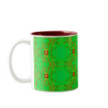 green with red lace mug