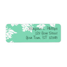 Green with White Flowers Label