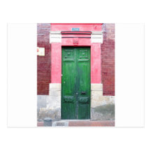 Green wooden doors Colombia Post Cards