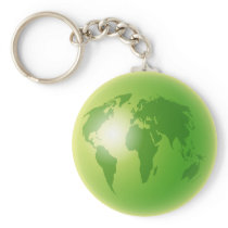 Green World Globe Keychains