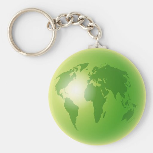Green World Globe Keychains