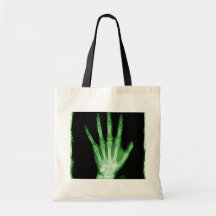Green X-ray Skeleton Hand Canvas Bags