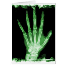 Green X-ray Skeleton Hand Cards