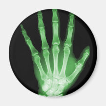 Green X-ray Skeleton Hand Fridge Magnet