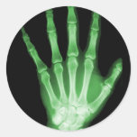 Green X-ray Skeleton Hand Round Sticker