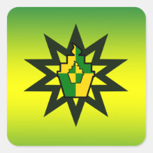 green yellow atomic cupcake square sticker