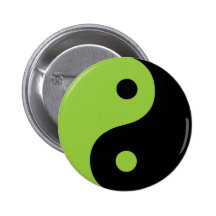 Green Yin Yang Symbol Pinback Buttons