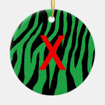 Green Zebra Christmas Ornament