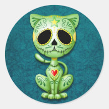 Green Zombie Sugar Kitten Sticker
