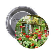 Greenhouse Containing Various Pelargoniums Pinback Buttons