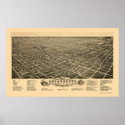Greensboro, NC Panoramic Map - 1891 Poster by lc_maps
