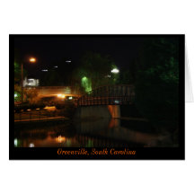 Greenville at Night Greeting Cards
