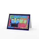 Greeting Card, Cat Folk Art Drawing