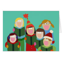 Greeting Card- Turquiose Carolers!