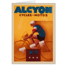 Greeting Card  With Vintage Alcyon Bicycle Poster