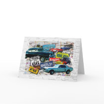 Greeting Cards - Route 66_Classic Cars