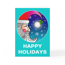 Greeting, Note Card - Santa Moon