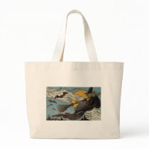 Greetings For Halloween Flying Witch and Bats Canvas Bag