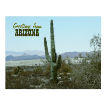 Greetings from Arizona Cactus Travel Postcard