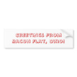 Greetings From Bacon Flat, Ohio! bumper stickers
