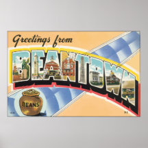 Greetings From Beantown Beans, Vintage Poster