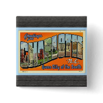 Greetings From Charlotte N.C. , Vintage Pinback Button