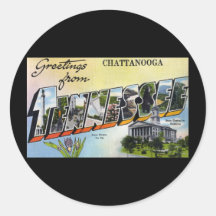 Greetings from Chattanooga Tennesee Round Stickers