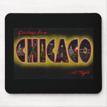 Greetings from Chicago Illinois At Night Mouse Pad