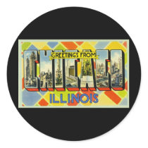 Greetings from Chicago Illinois Round Stickers