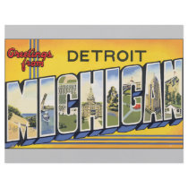 Greetings From Detroit Michigan, Vintage Full Color Flyer