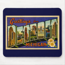 Greetings from Detroit, Michigan!  Vintage Mouse Pad