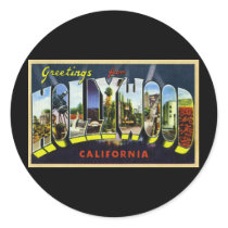 Greetings from Hollywood California Round Stickers