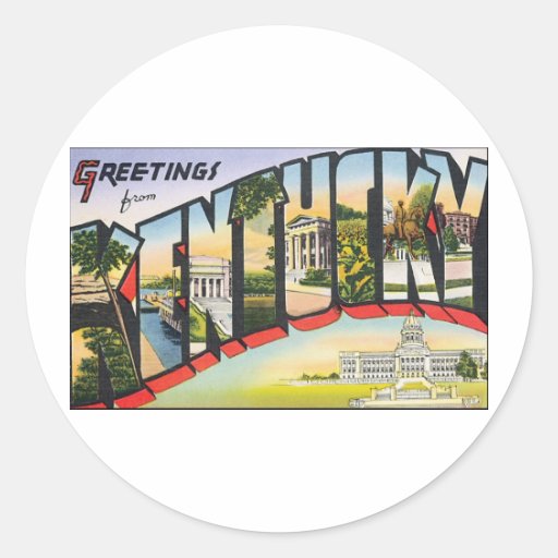 Greetings from Kentucky Round Sticker