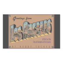 Greetings From Los Angeles, Vintage Rectangle Sticker